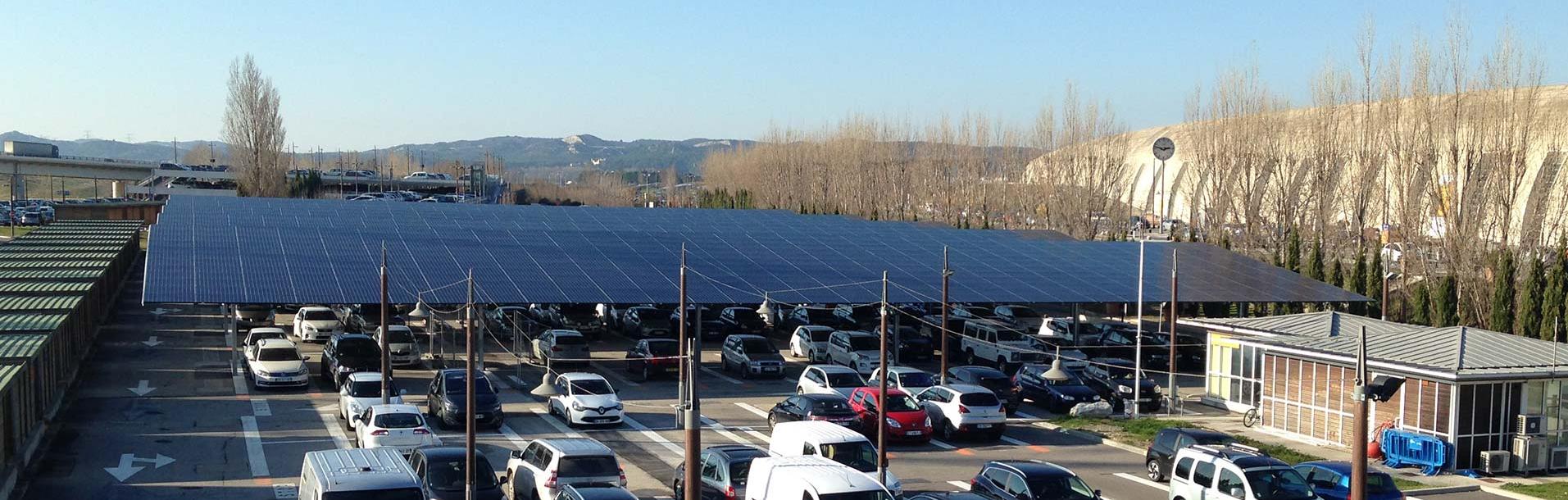 Gare de TGV d'Avignon - Ombrieres photovoltaïques de parking obton