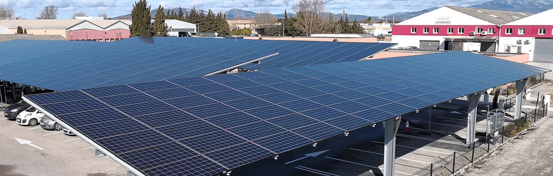 Parking McCormick à Monteux exploitation Coruscant - Ombrieres solaires