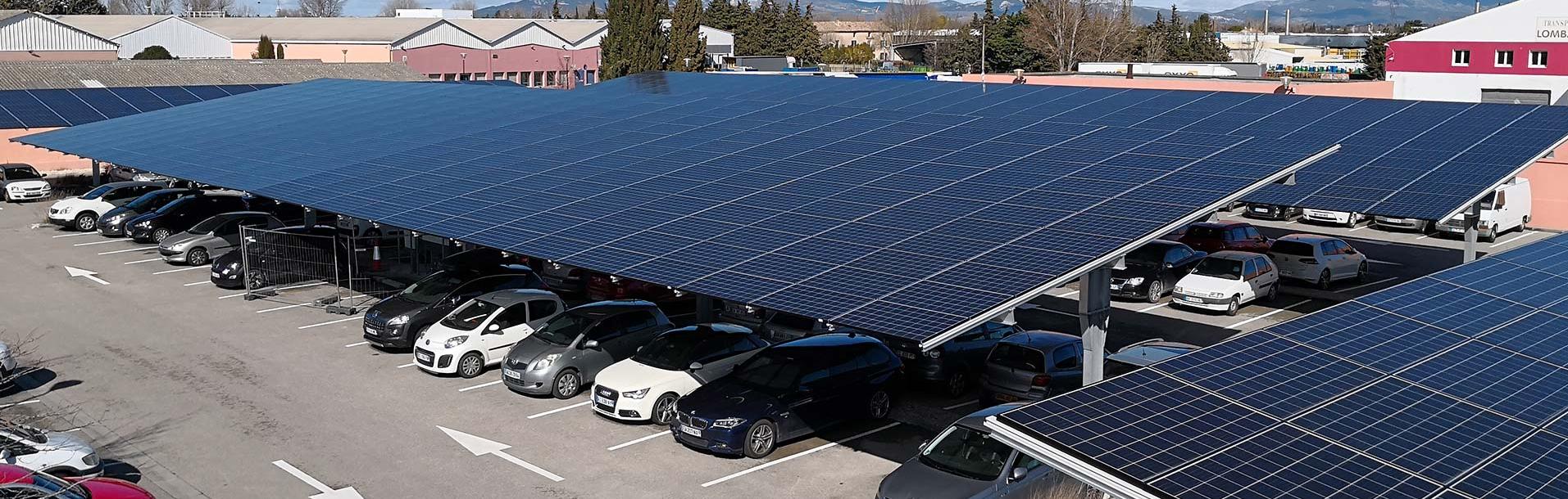 Parking McCormick à Monteux exploitation Coruscant - Ombrieres solaires